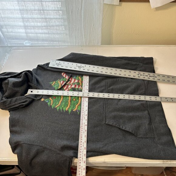 MTV Christmas Hoodie XL Port & Company Charcoal Gray Sweatshirt 90s Vtg Unisex - Picture 6 of 9